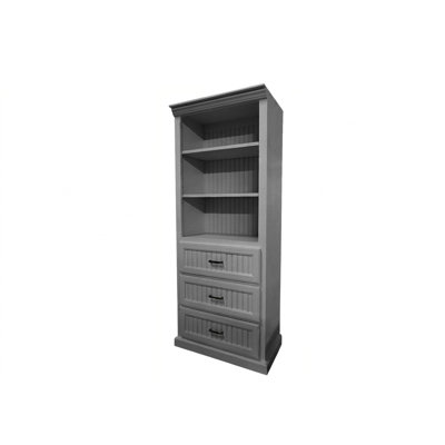 Coastal Solid Wood Bookcase with Storage