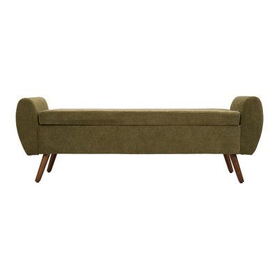 Upholstered Storage Bench with Wood Legs