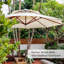 Parasol en porte-à-faux en bois 120 po avec base en tôle d'acier, crème-1355261066