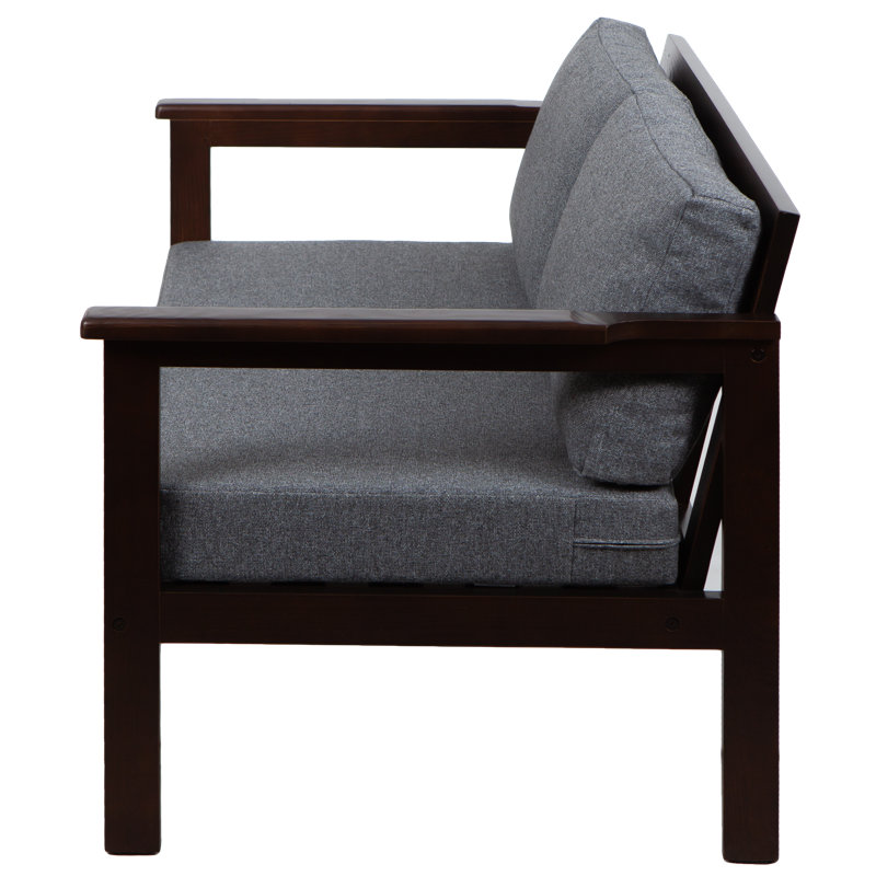 Jaquaisha 113cm Wide Pine Garden Sofa with Cushions, Black, Dark Grey