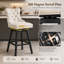 Tabouret de bar pivotant à 360 ° en velours avec dossier, garniture cloutée et pieds robustes en bois massif, fauteuil confortable pour la cuisine, la salle à manger et le restaurant-377555510