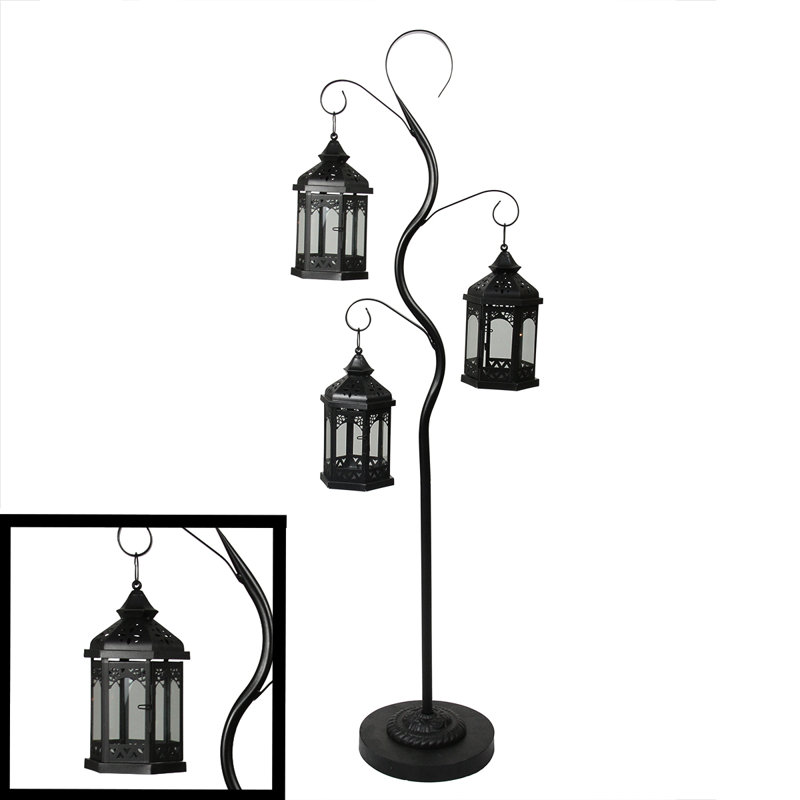 Arbre à bougie 51 po avec 3 lanternes décoratives