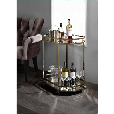 Mirrior & Champagne Finish Serving Cart by Mercer41