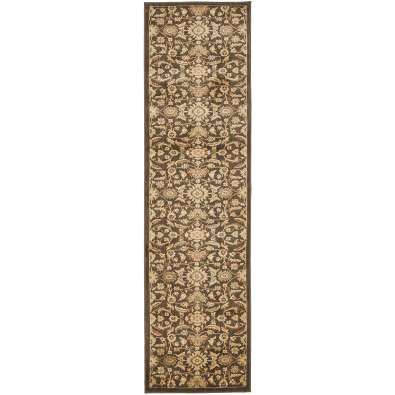 Tapis brun / doré Christensen, Tapis de couloir 2 pi 3 po x 8 pi