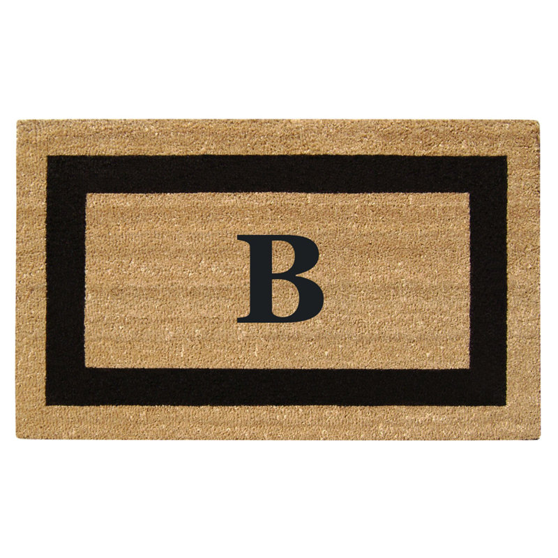 Tapis de porte d'extérieur antidérapant monogrammé 36 po x 20 po Hanningt, B
