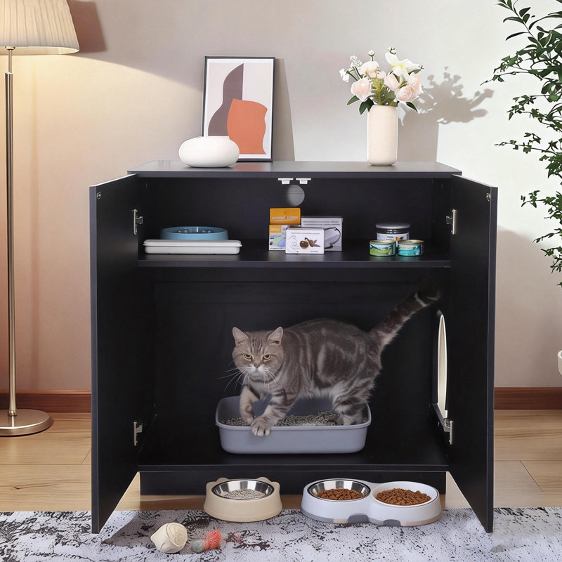 Enceinte de litière 32 po noire moderne