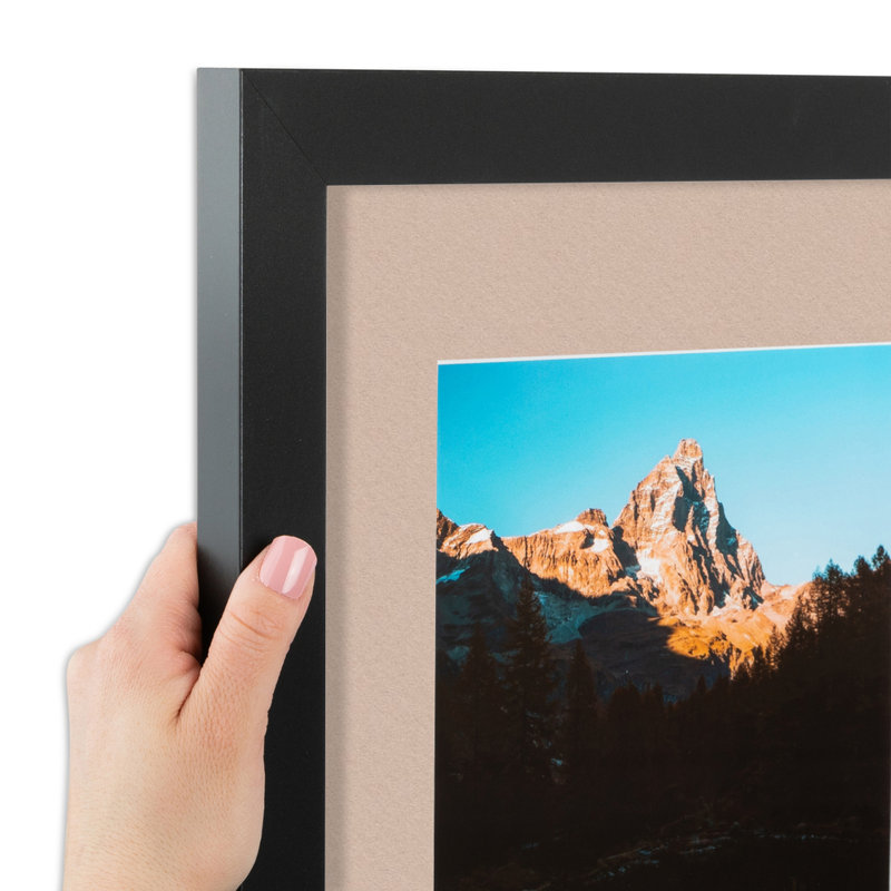 Cadre pour photo simple 5 "x 5" en bois mat, Gris / beige