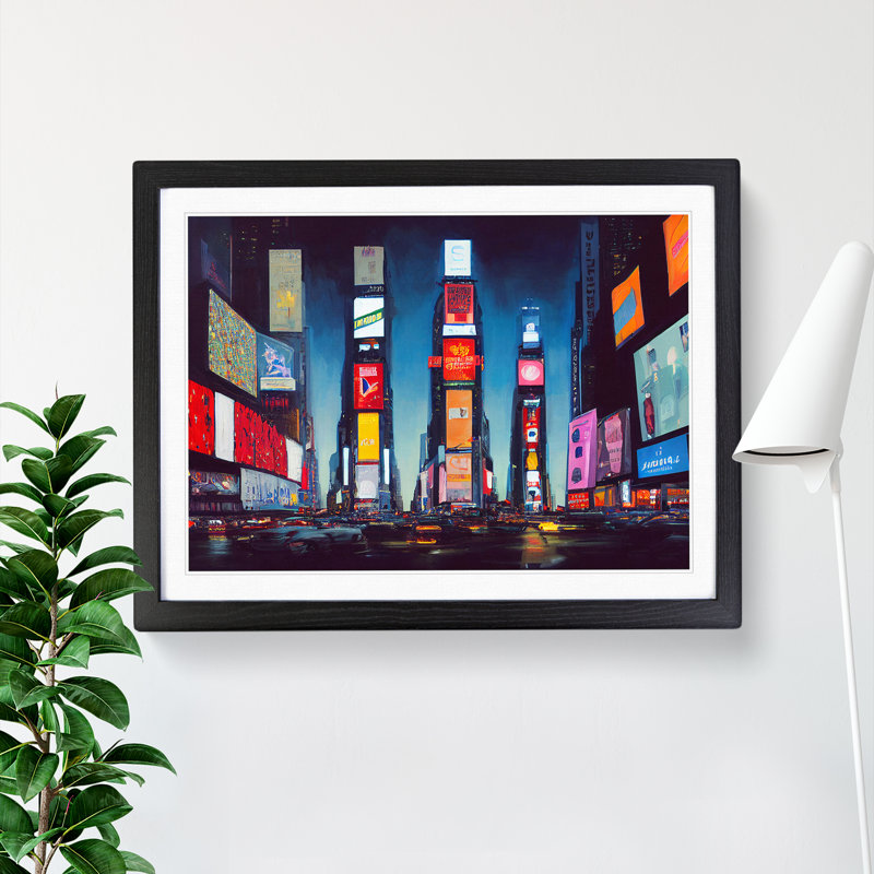 XH1022-6206X Modern Times Square Art Vol.5 1 Piece Single Picture Frame Wall Art, 34cm H x 46cm W x 2cm D, Black