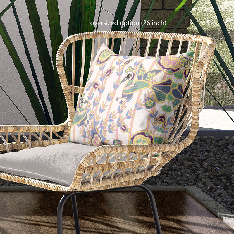 Housse et insert de coussin décoratif en polyester pour l'intérieur et l'extérieur, 16 po x 16 po, Blanc / Vert / Jaune