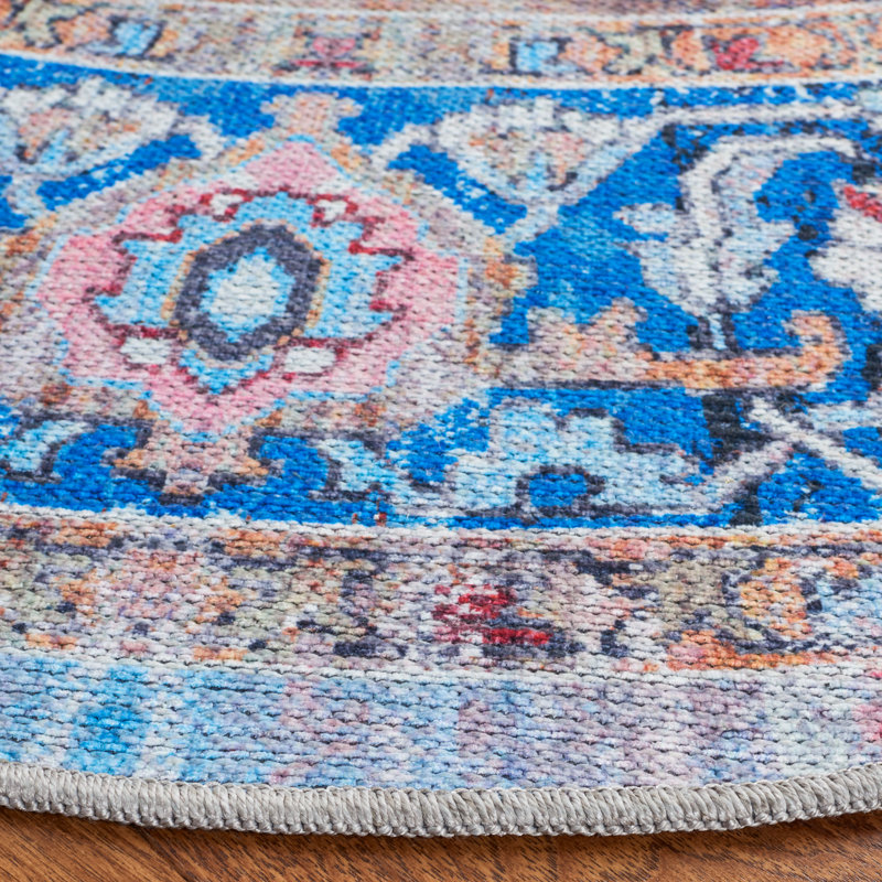 Kingsford Oriental Rust/Navy Area Rug, Round 6'7"