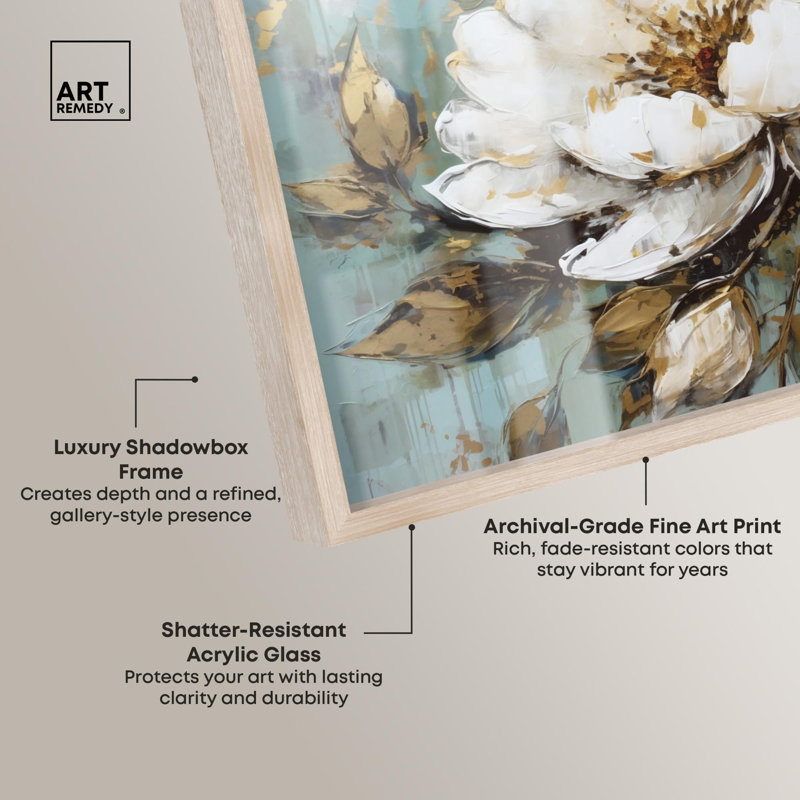 «Glam Flower», art floral rose par Shadowbox, H 11 po x l 16 po, Crème, crème