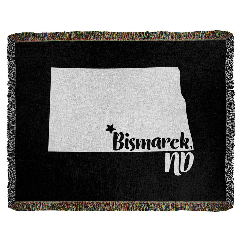 Jeté en coton bismarck north dakota, 50 po x 60 po, Noir