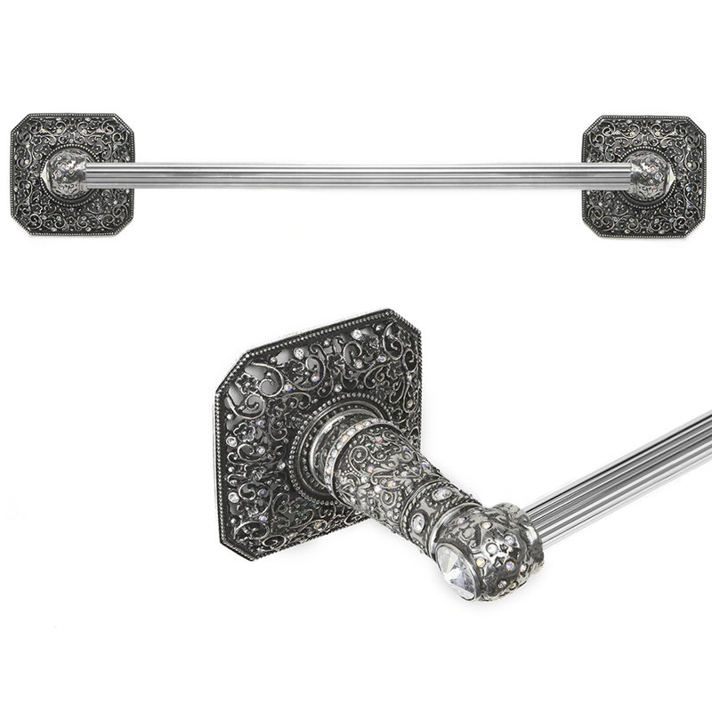 Juliane Grace 24 inches c.c. {approximately} towel bar with 213 Swarovski Clear & Aurore Boreale Crystals with 5/8 reeded center in Chalice