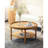 Jack 31.3" Round Coffee Table with Storage Shelf  & Solid Wood Legs