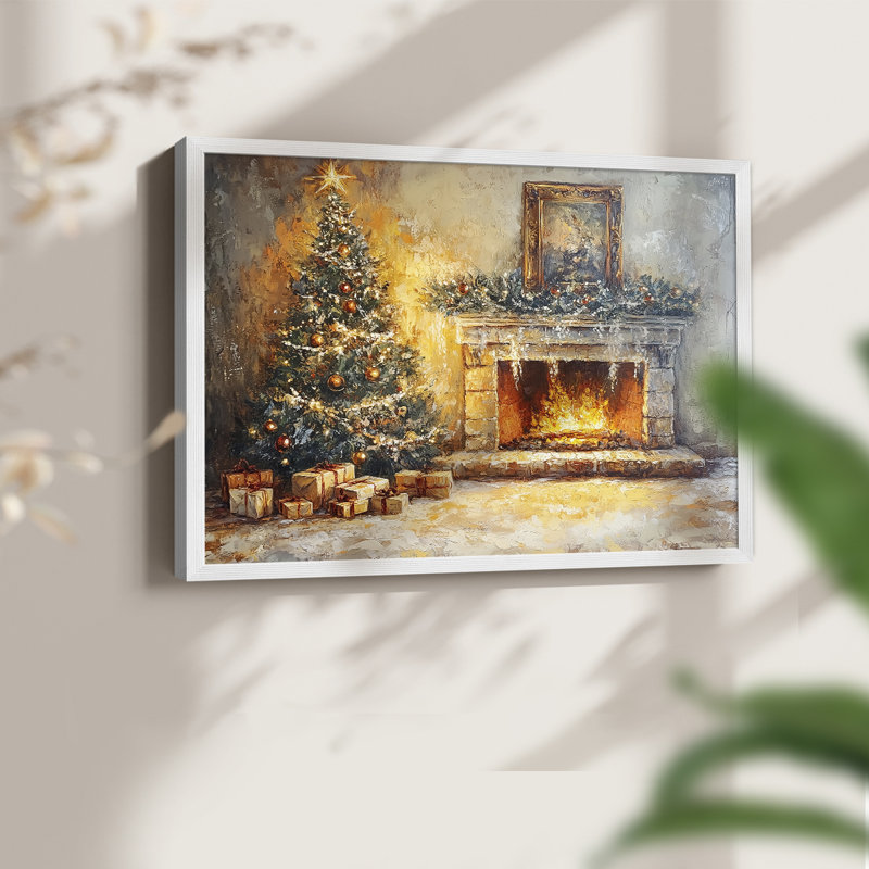 Art de Noël - CCIVI - Reproduction encadrée - Restickable, H 11 po x l 14 po, Blanc