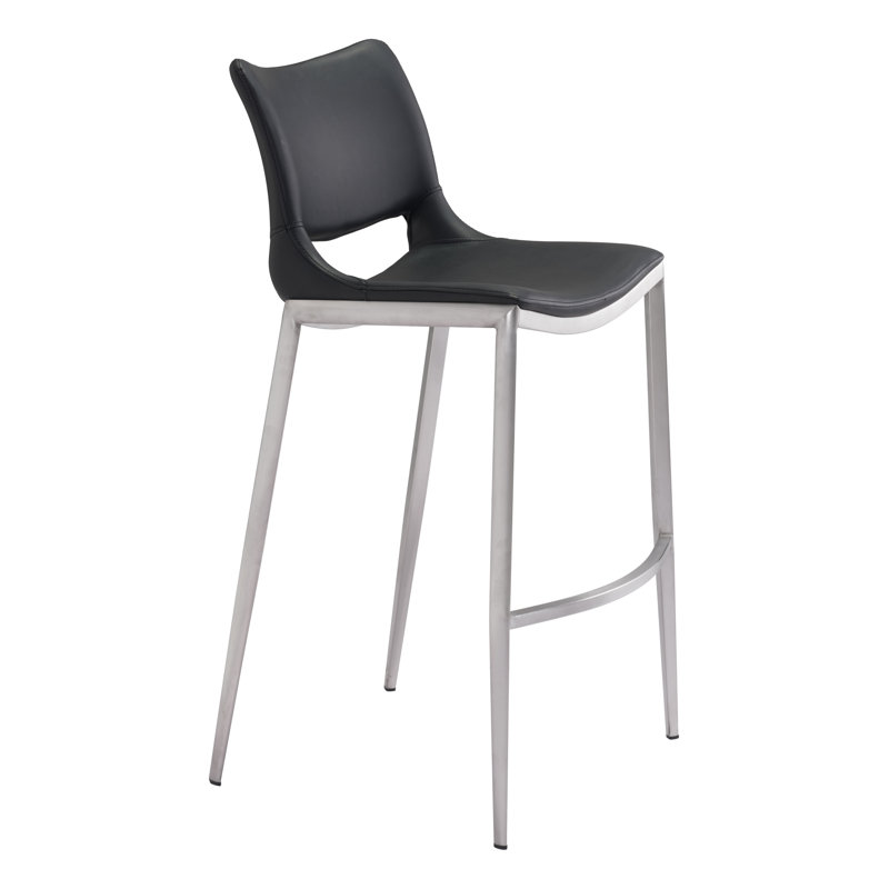 Tabouret de comptoir, Noir, noir, noir, noir, Chrome chrome, Très grand (siège d'une hauteur de 40,9 po)