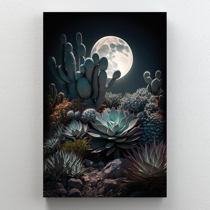 «Succulents Under the Mooonlight», impression sur toile tendue, H 14 po x l 11 po x P 1,25 po