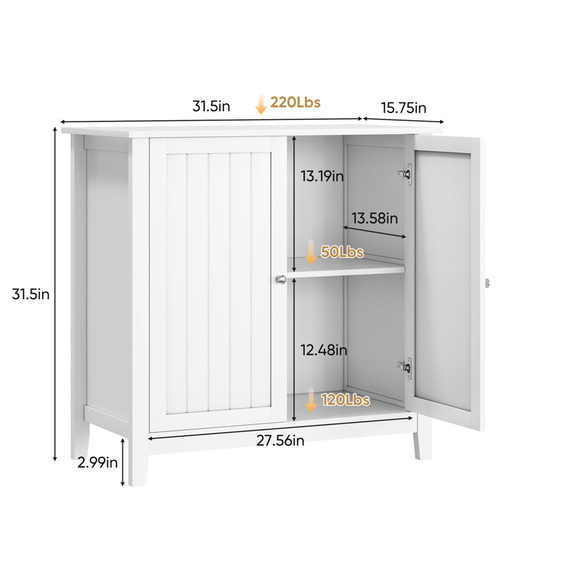 Armoire moderne de style Mid-Century, autoportante, armoire blanche, argent, salle à manger et cuisine à double porte avec rangement pour salle de bain, construction moderne et stable