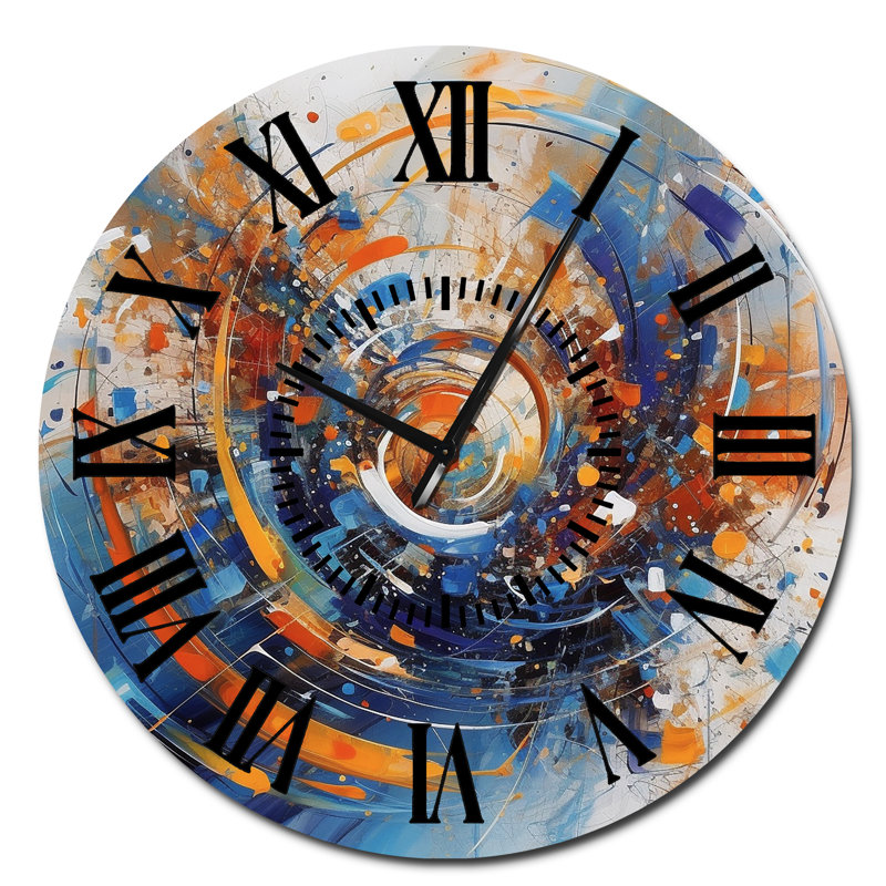 Horloge murale bleue et orange, Surdimensionné
