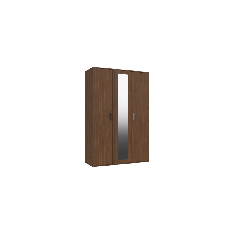 Zakariyah 3 Door Manufactured Wood Wardrobe, Walnut