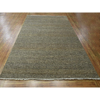 8'x10' Cedar Brown, Modern Grass Design, Hand Knotted, Borderless, Tone on Tone, Denser Weave, Wool and Silk, Lush and Plush, Oriental Rug