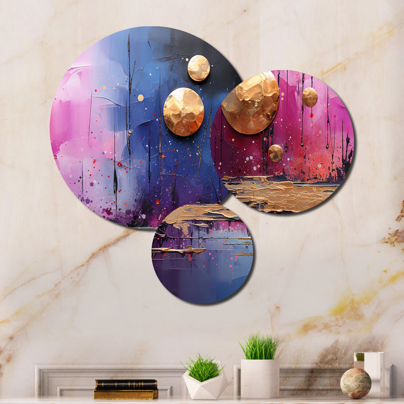 Cosmic Collage III Abstract Wall Decor on Metal