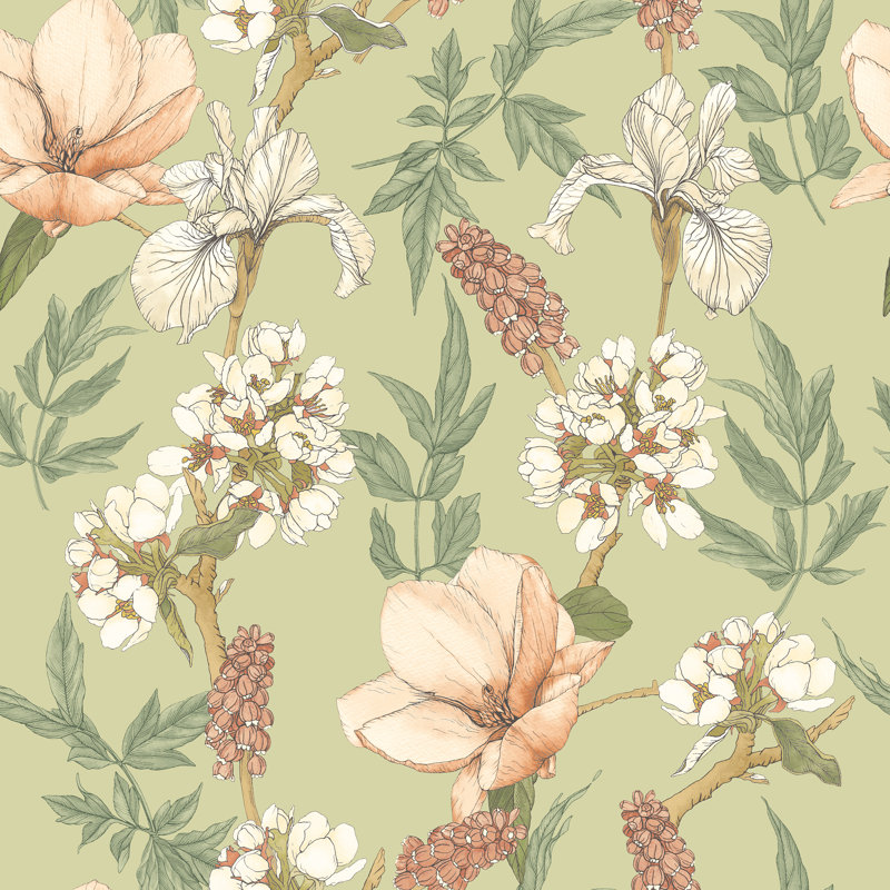 Orchid Bloom Artichoke Smooth Matt Wallpaper, Green