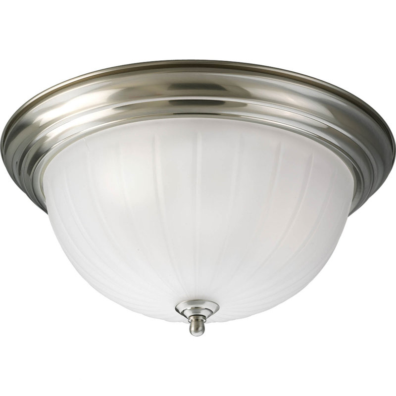 Plafonnier semi-encastré 3 lumières 15,25" Parthenia, Nickel brossé, Culot moyen