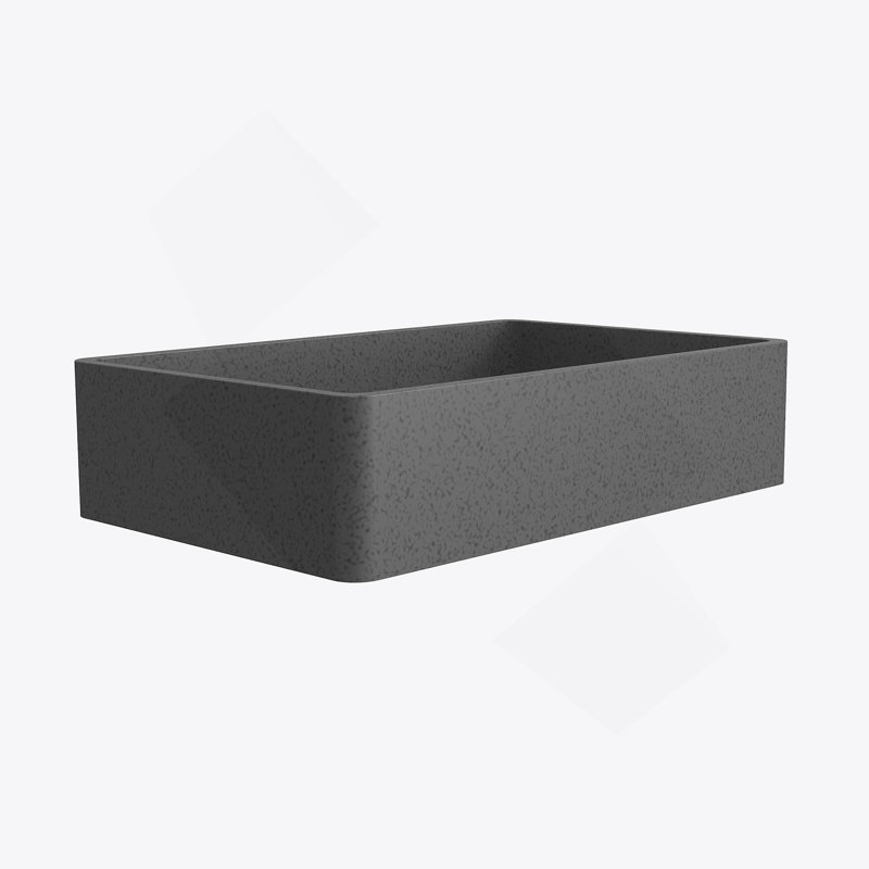 Lavabo de salle de bain rectangulaire en béton 19,68 "gris foncé moderne avec motifs, Mat