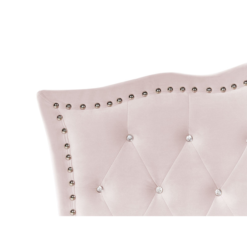 Leitersburg Upholstered Velvet Bed, Pink