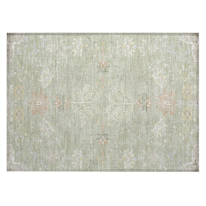 Machine Washable Indoor/Outdoor Chantille ACN2676 Global Rug, 1'8" x 2'6", Celery