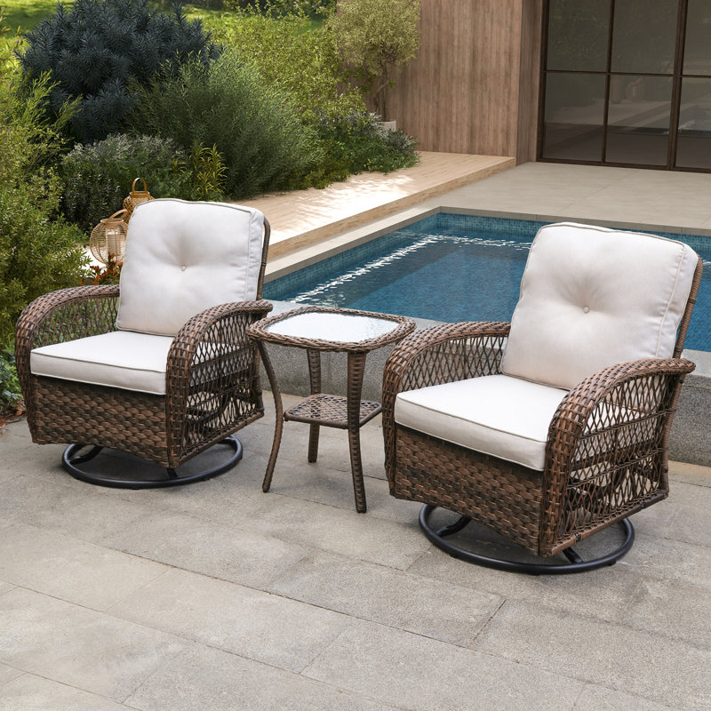 Adalyna Premium All-Weather Wicker 2 - Person Patio Conversation Set with Cushions, Brown