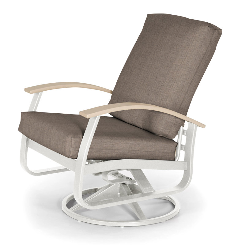 Belle Isle Outdoor Swivel Lounge Chair, Cast Slate Sunbrella® Plainweave, White P50, Textured Snow
