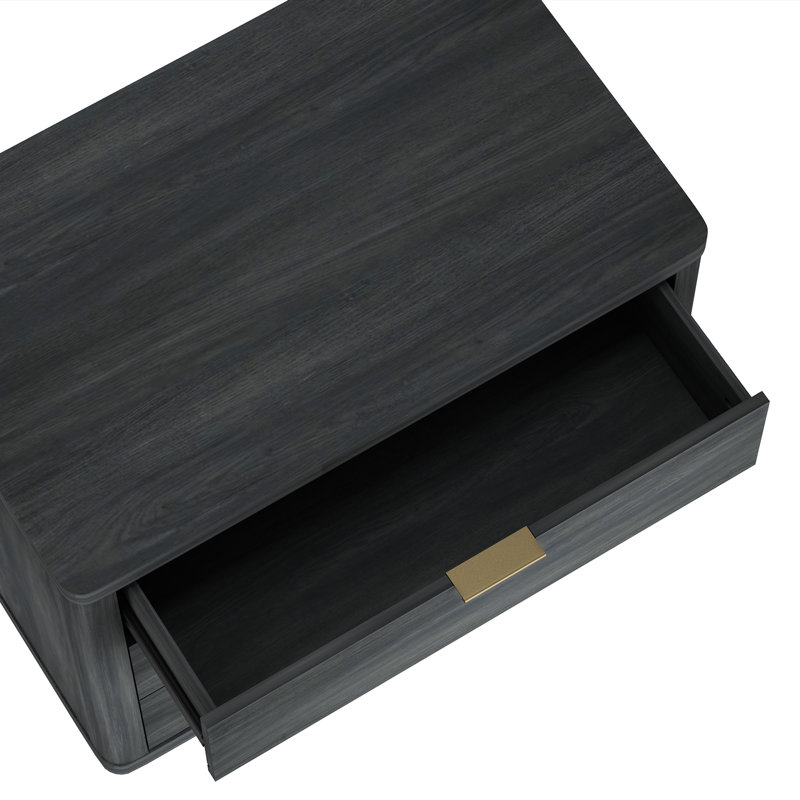 Evelyn 32" Modern Nightstand with 3 Full Extension Drawers in Charcoal Grey, Charcoal Grey