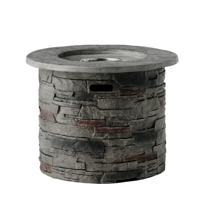 Outdoor 32" Fireplace, 40000 Propane. Grey Top For Patio Relaxation. Modern Style. Lightweight Concrete. Versatile Heater
