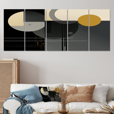 Moon Phases Modernism Minimal Circles - Minimalisme, art mural pour le salon, 5 pièces
