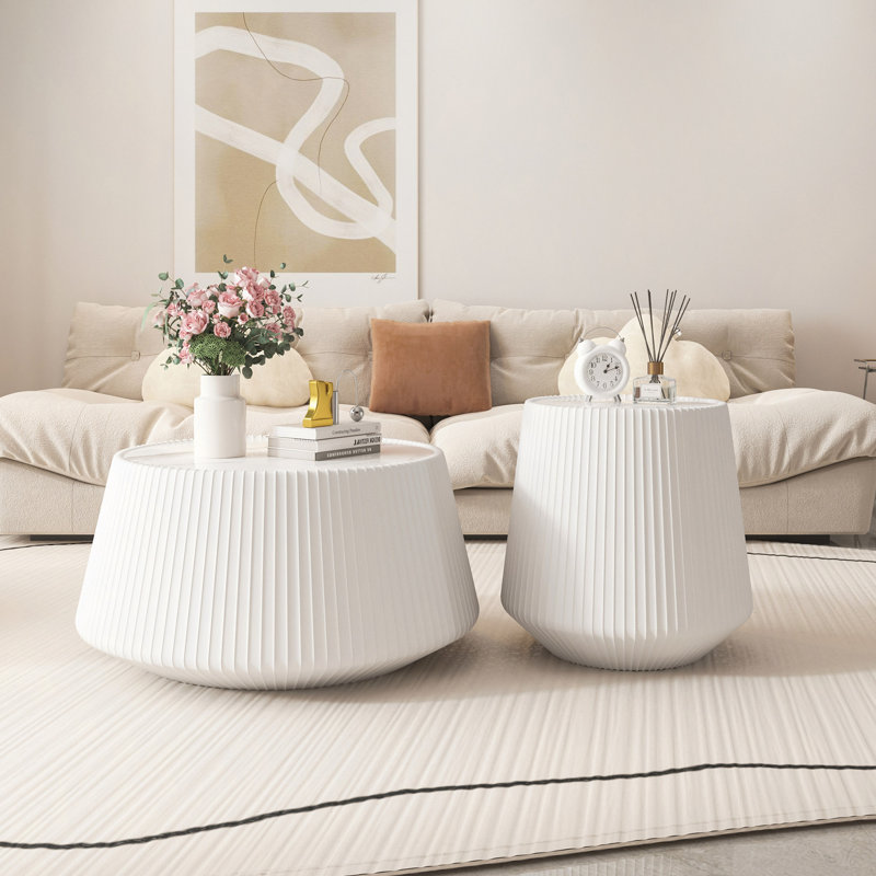 Table basse moderne en cuir fritté avec dessus en pierre pour meubles de salon