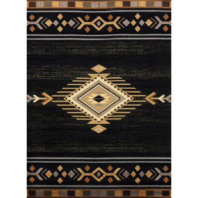 2 Ft. 7 In. Braided Rug, Tribes Gcyls4001, Black, 100% Polypropylene, Stain ,For Porch Black Area, Ideal Home Use