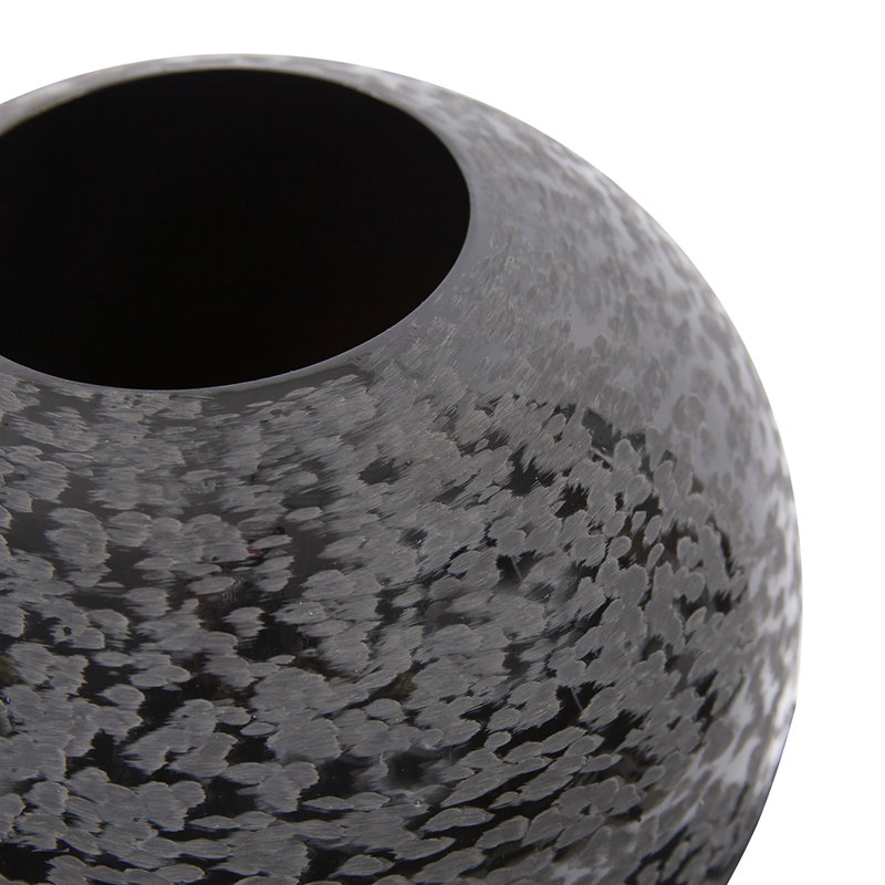 Chiseled Texture Black Iron Globe Vase, Large, 8" H x 10" W x 10" D