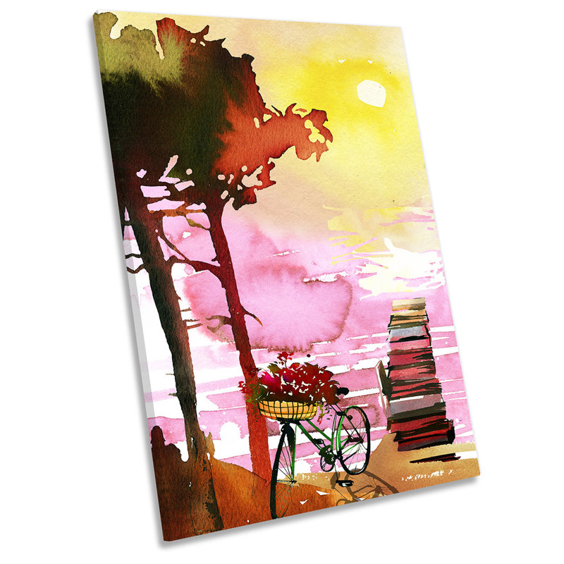X7981 Sunset Lake Watercolour - Wrapped Canvas Painting, 45.7cm H x 30.5cm W x 2cm D