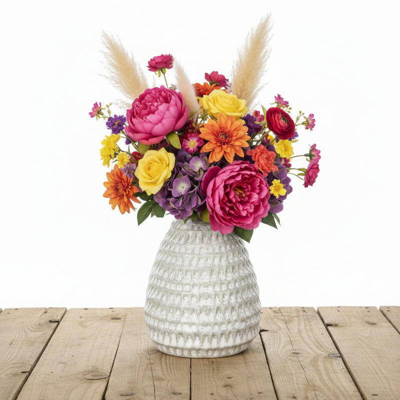 Ornavia Reactive Ceramic Vase, Blue
