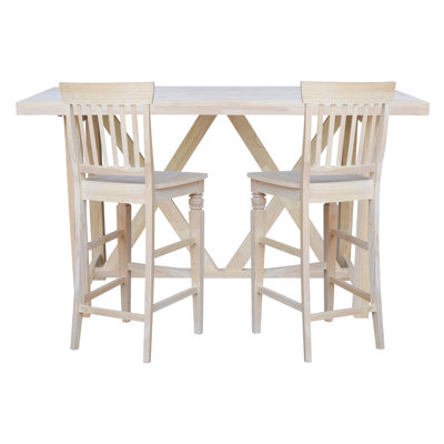 Jakerra 2 - Person Bar Height Solid Wood Dining Set
