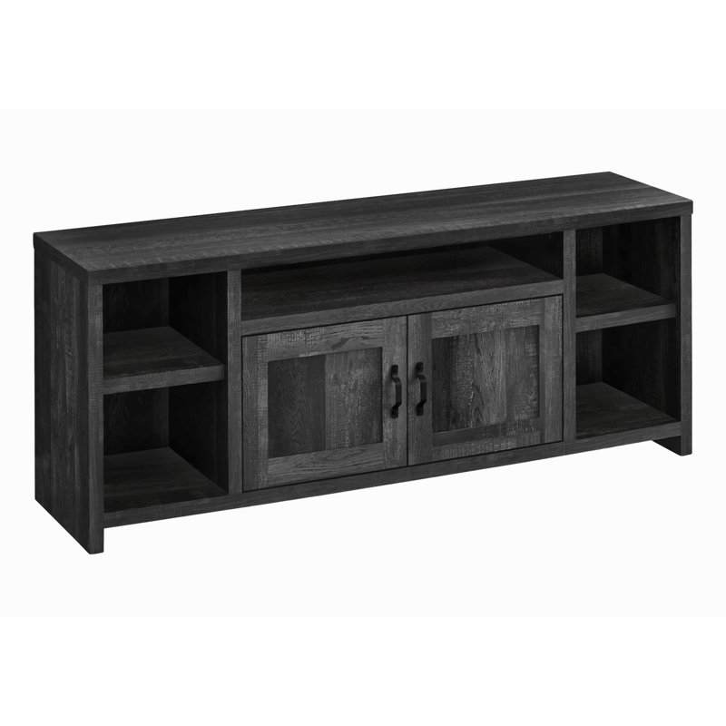 Meuble télé, console de 60 po, meuble multimédia, meuble de rangement, salon, chambre à coucher, stratifié noir, transitionnel