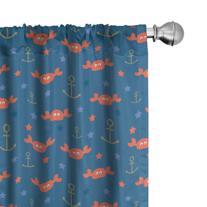 Under the Sea Semi-Sheer Rod Pocket Sliding Panel, 28" x 63"