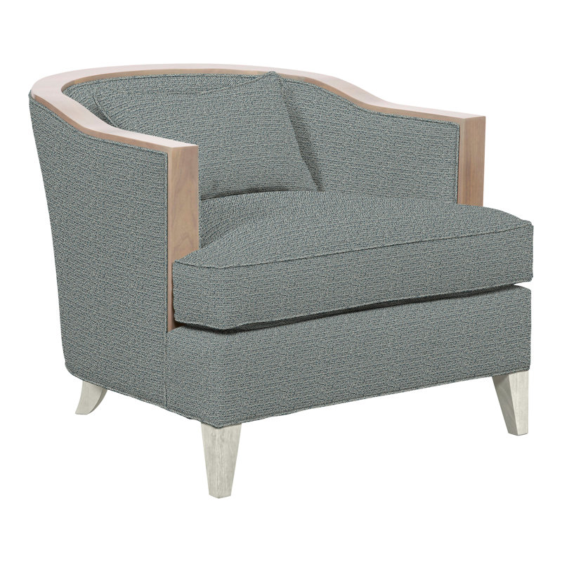 Thom Filicia Home Upholstered Barrel Chair, Wrenn, Tuck Cobalt Polyester Blend