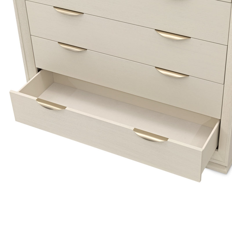Commode à 5 tiroirs Portrait avec éclairage DEL - Blanc albâtre