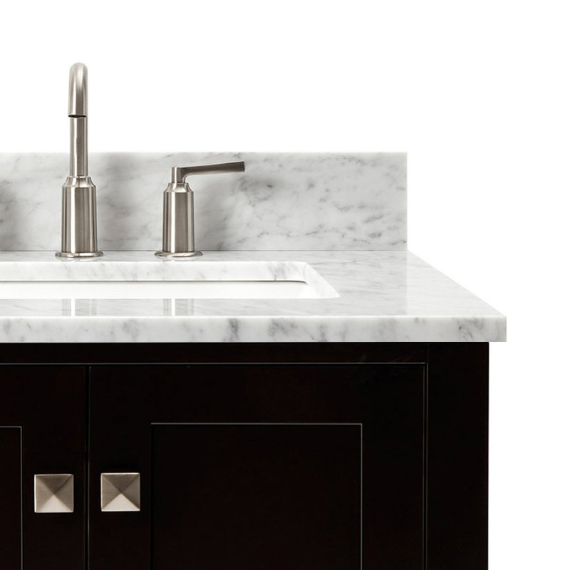 Flynt 37'' Single Bathroom Vanity with Carrara Marble Top, Espresso