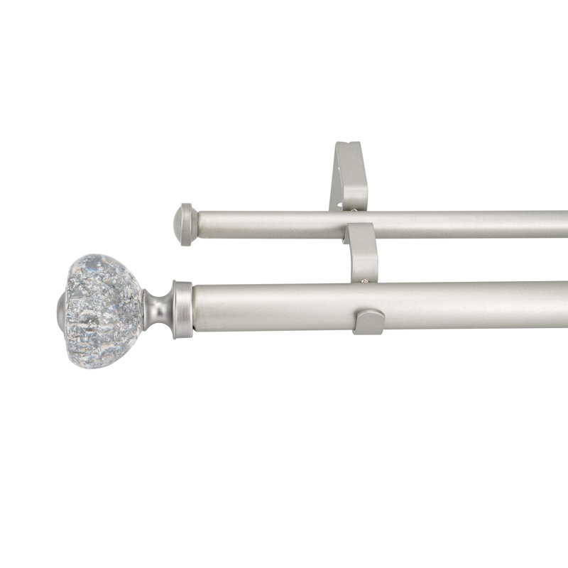 Tringle à rideaux double réglable Jeda, 48" - 84", Étain
