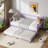 Twin Daybed with Trundle, Day Bed with Charging Station & LED Lights, Metal Sofa Bed Frame with Pull Out Trundle for Living Room, Bedroom, Guest Room, Apartment and Small Spaces, Purple-1175681340