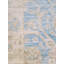 Tapis unique en laine noué à la main bleu / brun clair de 8 pi x 10 pi